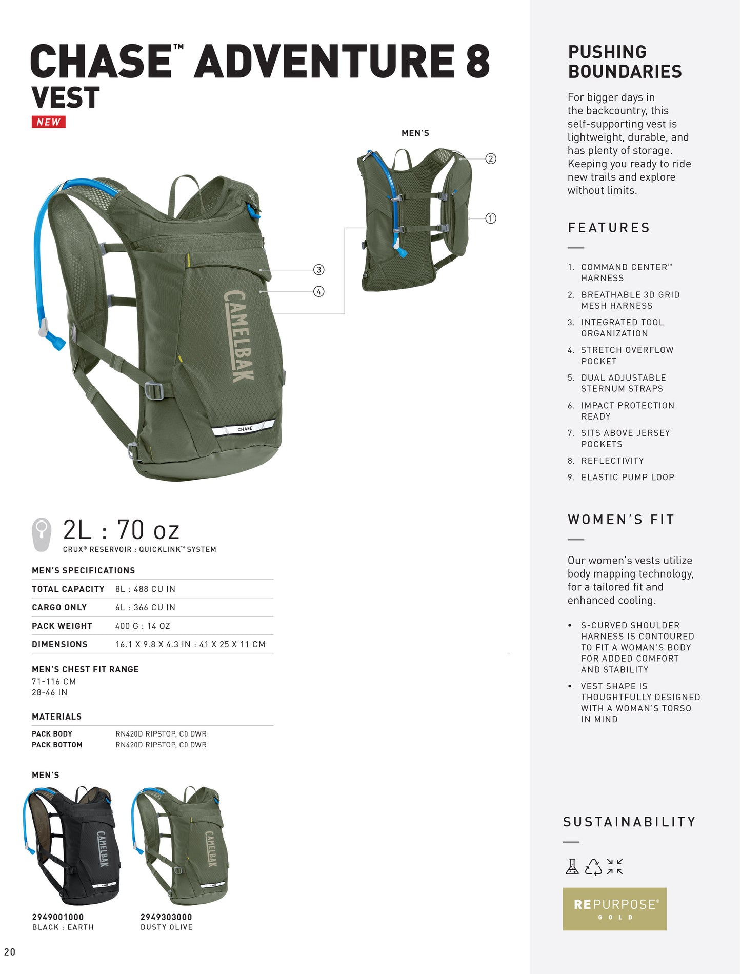 CamelBak Chase Adventure 8 Hydration Vest with Crux 2L Reservoir