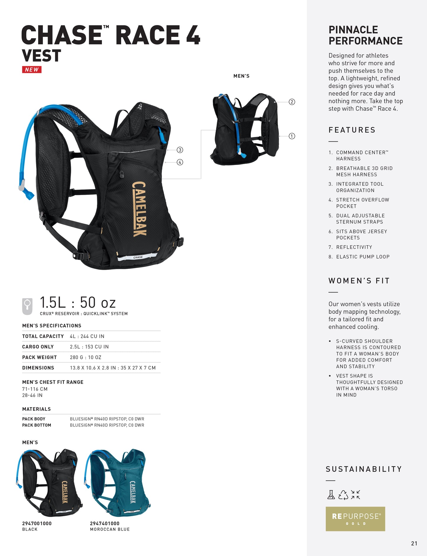 Chase™ Race 4 Hydration Vest with Crux® 1.5L Reservoir