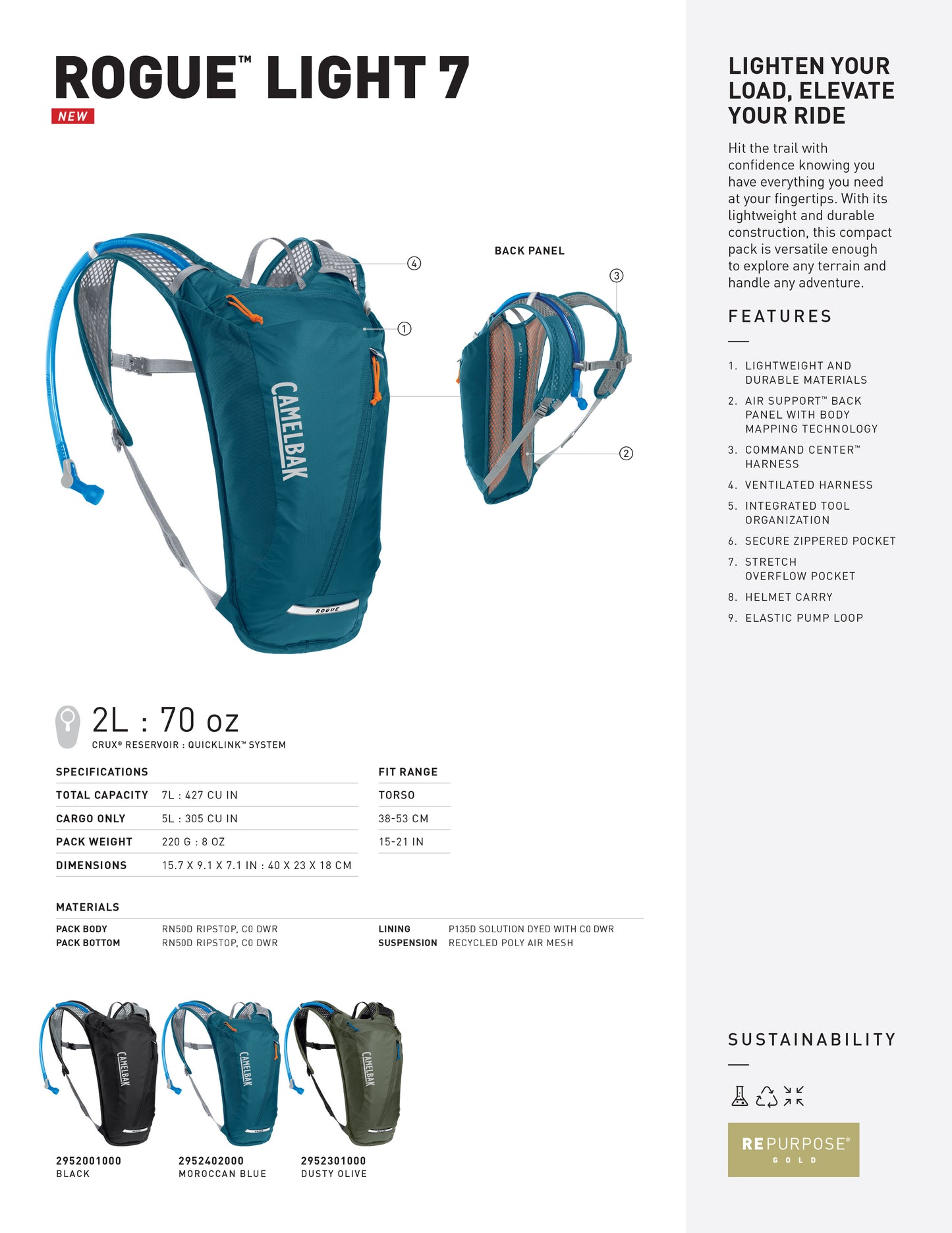 Rogue™ Light 7 Bike Hydration Pack with Crux® 2L Reservoir