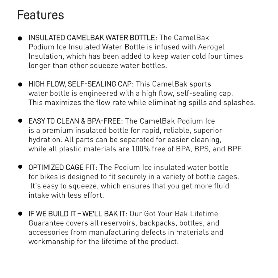Podium Ice 21oz Bike Bottle, Insulated
