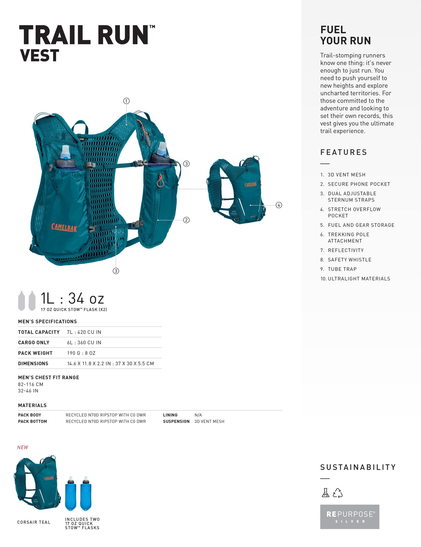 Trail Run™ Vest with Two 17oz Quick Stow™ Flasks